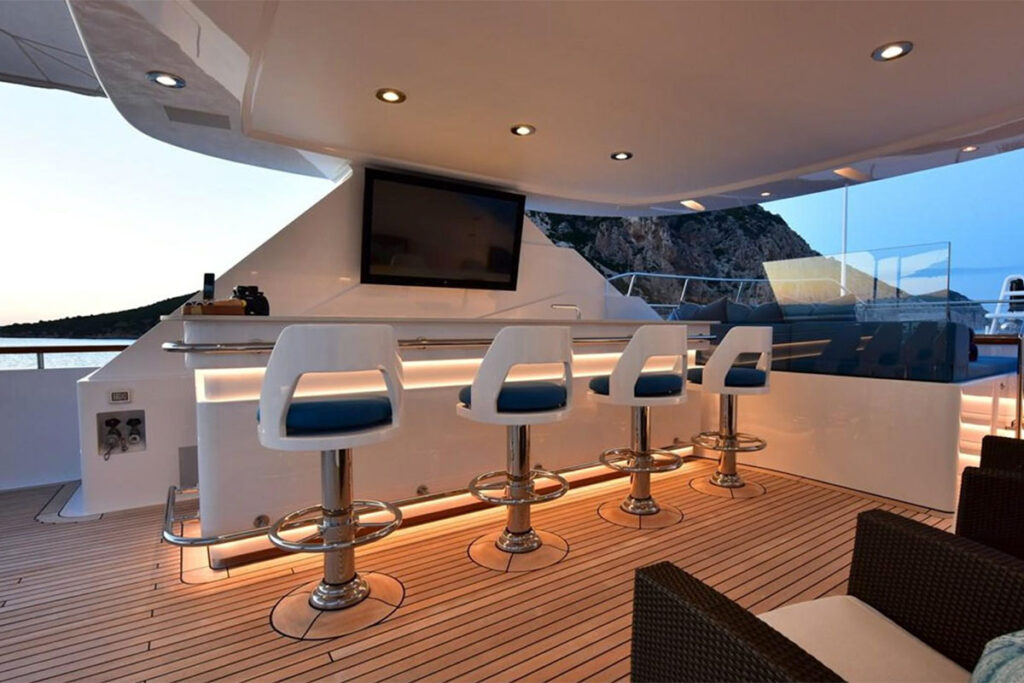 Featured lighting technology on aft deck of Superyacht